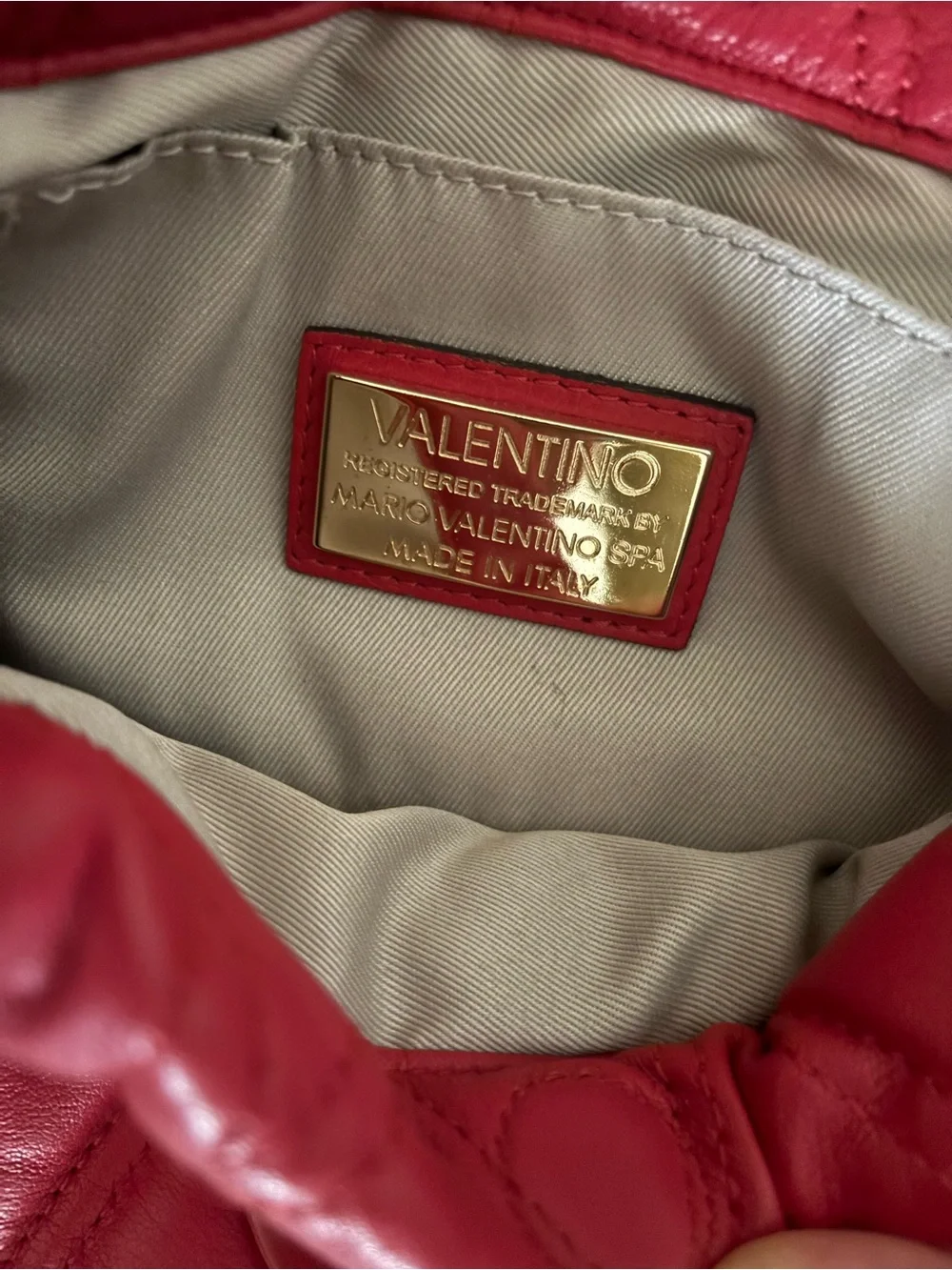 Valentino By Mario Valentino Quilted Red Crossbody with Gold Chain